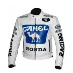 HONDA White Camel Motorcycle Racing Leather Jacket