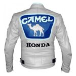 HONDA White Camel Motorcycle Racing Leather Jacket - Image 2