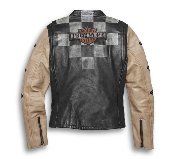 Harley Davidson Black Checkered Motorcycle Jacket - Image 2
