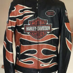 Harley Davidson Black Flame Leather Racing Jacket