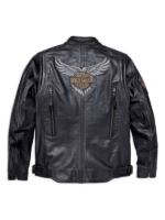 Harley Davidson Black Motorcycle Eagle Leather Jacket - Image 2