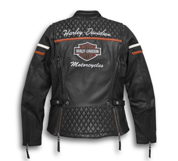 Harley Davidson Black Motorcycle Leather Jacket - Image 2