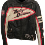 Harley Davidson Black Red Cream Riding Leather Jacket