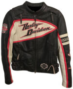 Harley Davidson Black Red Cream Riding Leather Jacket