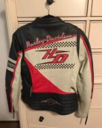 Harley Davidson Black Red Cream Riding Leather Jacket - Image 2