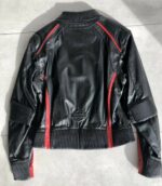 Harley Davidson Black Red Motorcycle Leather Jacket - Image 4