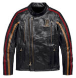 Harley Davidson Black Stripe Motorcycle Leather Jacket