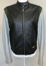 Harley Davidson Black With Silver Sleeves Leather Jacket - Image 2
