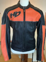 Harley Davidson Black and Orange Leather Jacket