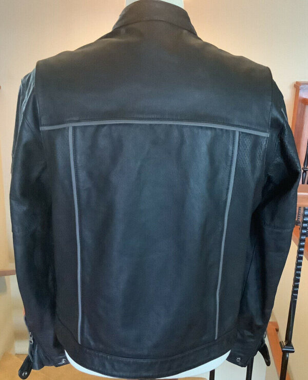 Harley Davidson Black and Orange Leather Jacket - Image 2