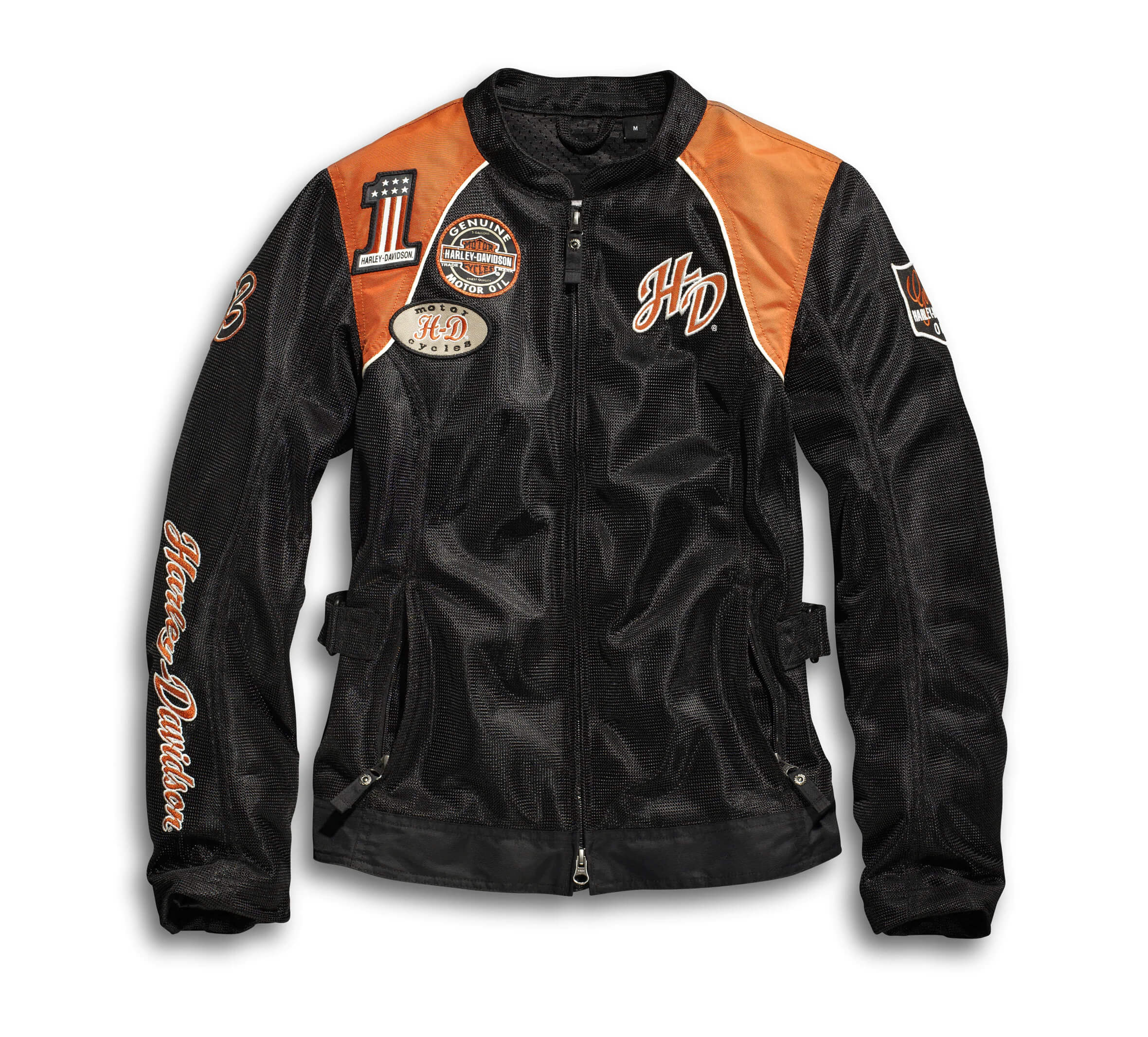 Harley-Davidson-Black-and-Orange-Leather-Jacket-2.jpg Harley Davidson Black and Orange Jacket - Image 1