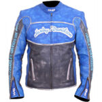 Harley Davidson Blue Motorcycle Leather Jacket