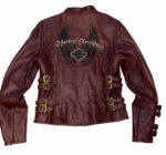 Harley Davidson Burgundy Biker Leather Jacket