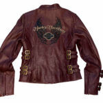 Harley Davidson Burgundy Biker Leather Jacket