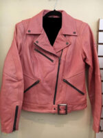 Harley Davidson Cycle Queen Pink Biker Leather Jacket - Image 2