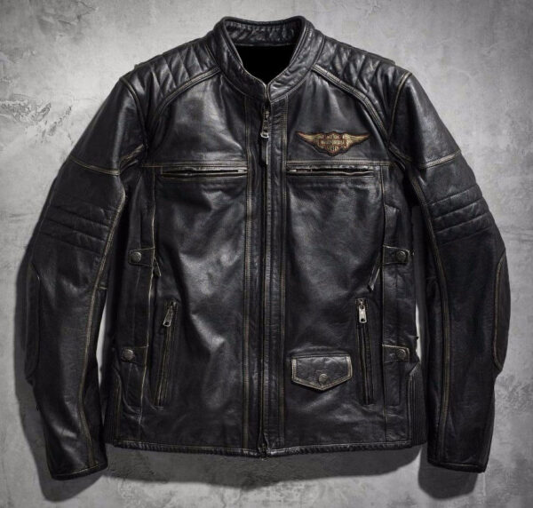 Harley Davidson Detonator Distressed Motorcycle Jacket - Image 2