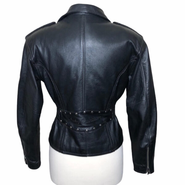 Harley Davidson Embossed Tattoo Biker Leather Jacket - Image 2
