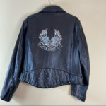 Harley Davidson Embroidered Black Leather Jacket