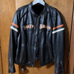 Harley Davidson Leather Black Orange Riding Jacket