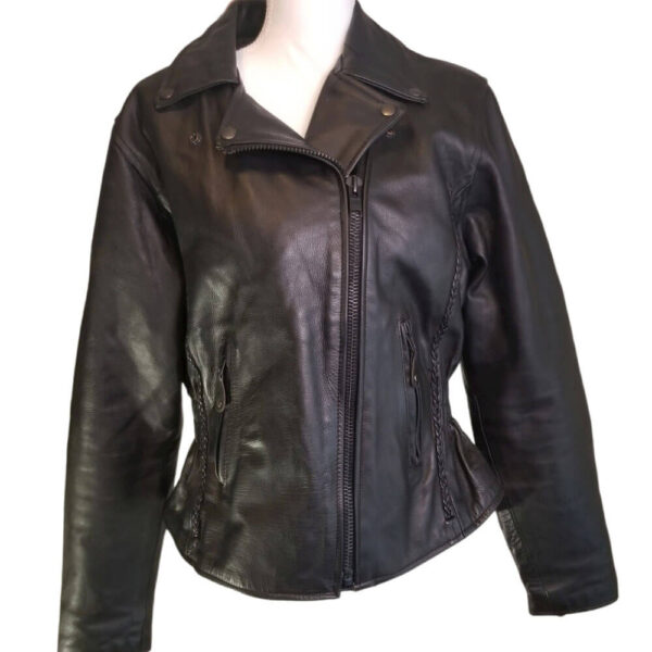 Harley Davidson Moto Biker Leather Jacket - Image 2