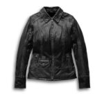 Harley Davidson Motorcycle Black Leather Jacket - Image 2
