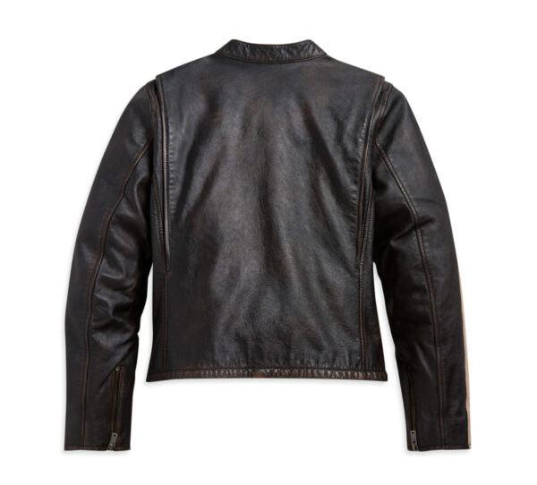 Harley Davidson Motorcycle Sleeve Stripe Leather Jacket - Image 2