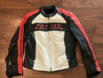 Harley Davidson Orange White Leather Riding Jacket