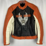 Harley Davidson Star Orange Black Racing Leather Jacket