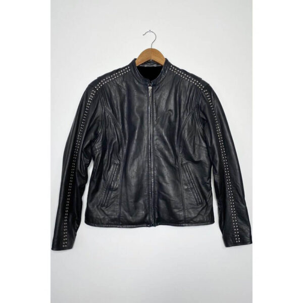 Harley Davidson Studded Black Leather Jacket - Image 2
