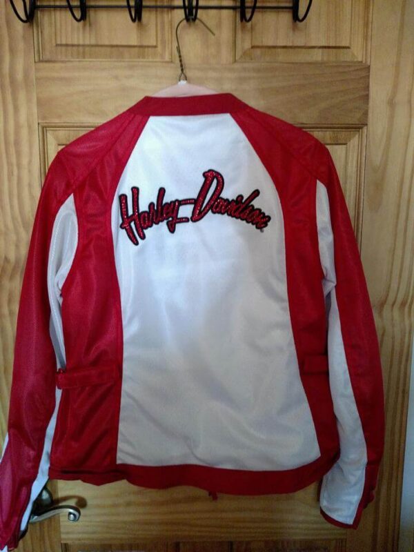 Harley Davidson White and Red Mesh Riding Jacket - Image 2