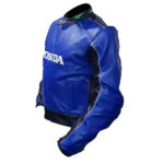 Honda Blue and Black Racing Motorcycle Leather Jacket - Image 3