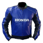 Honda Blue and Black Racing Motorcycle Leather Jacket