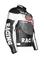 Honda CBR Black Silver Motorcycle Leather Jacket - Image 3