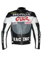 Honda CBR Black Silver Motorcycle Leather Jacket