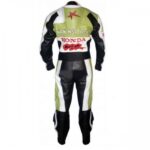 Honda White And Green Motorcycle Leather Suit - Image 2