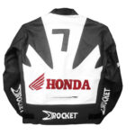 Honda Racing Black Motorcycle Leather Jacket - Image 2