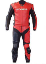 Honda Red and Black Motorcycle Racing Leather Suit - Image 2