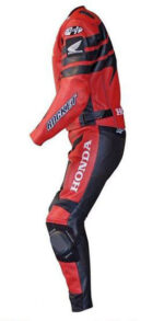 Honda Red and Black Motorcycle Racing Leather Suit - Image 4