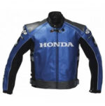 Honda Rocket Blue Motorcycle Leather Jacket For Men
