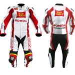 Honda San Carlo Red And White Motorcycle Leather Suit