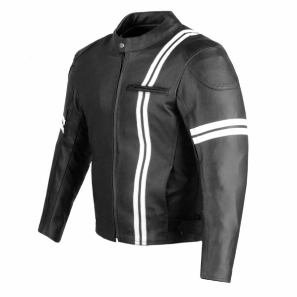Biker Leather Jacket with Armor - Image 2