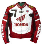 Jeo Rocket Honda Red And White Rider Leather Jacket