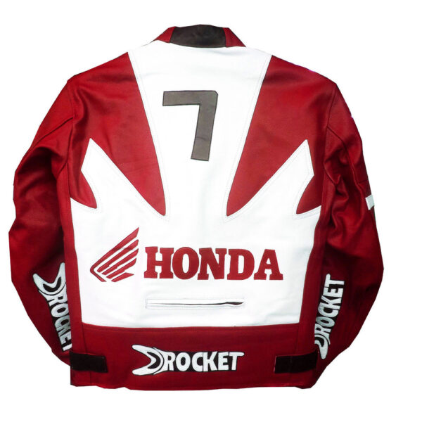 Jeo Rocket Honda Red And White Rider Leather Jacket - Image 2