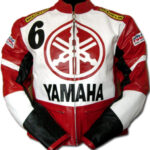 Jeo Rocket Yamaha Red And White Leather Jacket