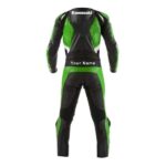 Kawasaki Black and Green Motorcycle Leather Suit - Image 2
