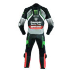 Kawasaki Monster Black and Green Motorcycle Leather Suit - Image 2