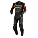 Kawasaki Black and Orange Motorcycle Leather Suit