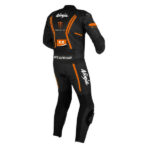 Kawasaki Black and Orange Motorcycle Leather Suit - Image 2