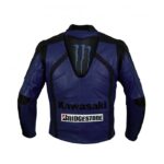 Kawasaki Blue Racing Team Motorcycle Leather Jacket - Image 2
