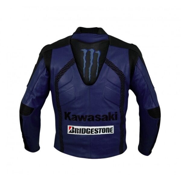 Kawasaki Blue Racing Team Motorcycle Leather Jacket - Image 2